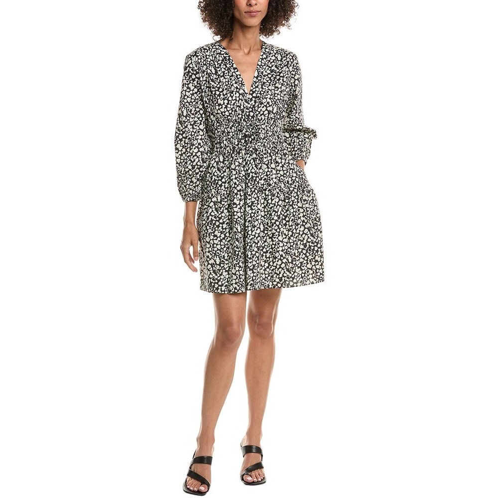 Dereck Lam 10 Crossby‎ Emma V-Neck Dress Black Beige Size 8